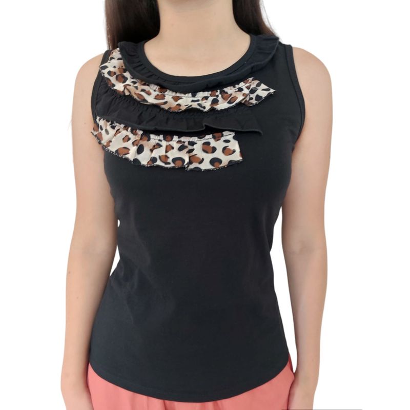 MARWAL - TOP ANIMAL PRINT - THATIS COLLECTION - CREMA Y NEGRO