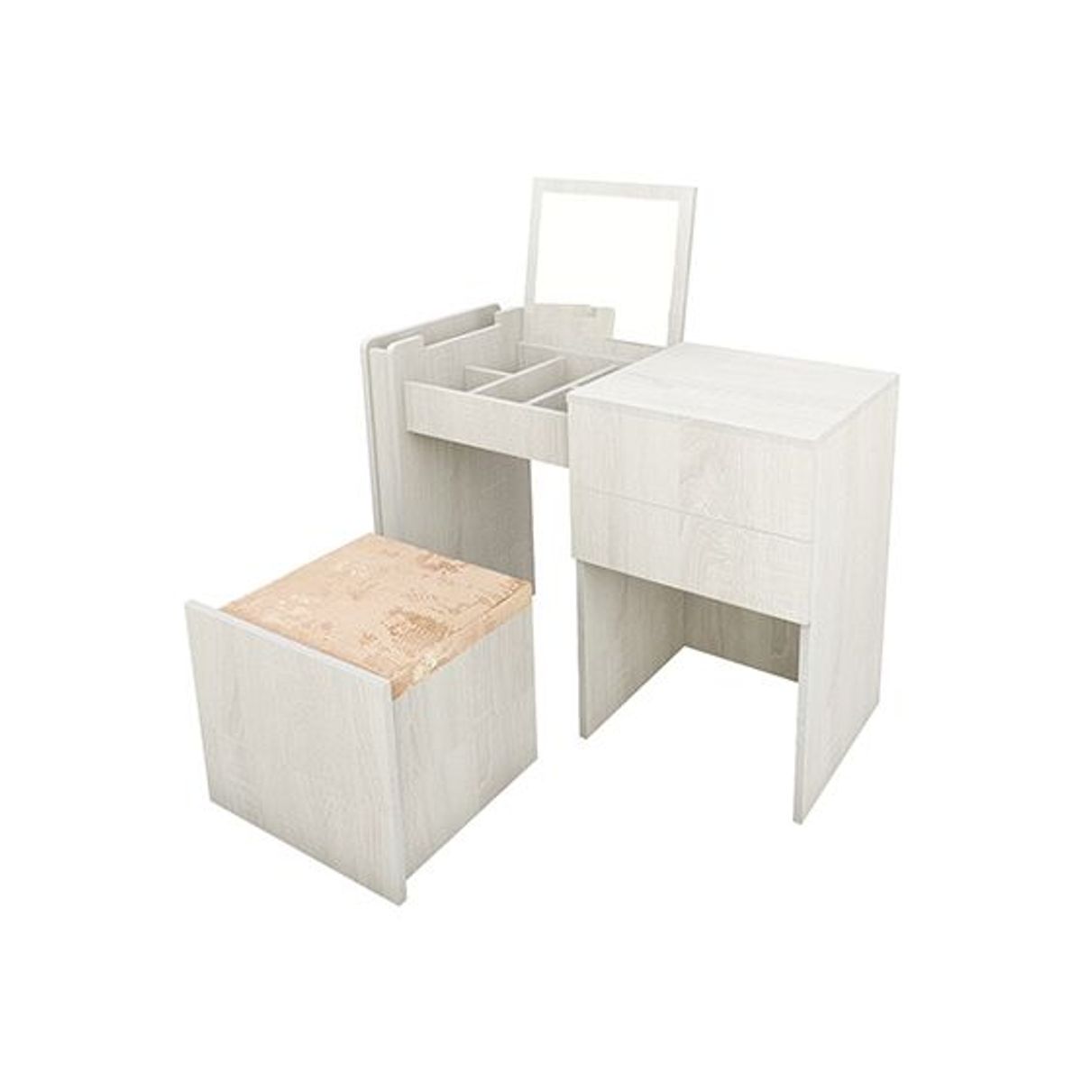 BARAKA HOME - Tocado Organizado Con Espejo Nes Puff - Polar