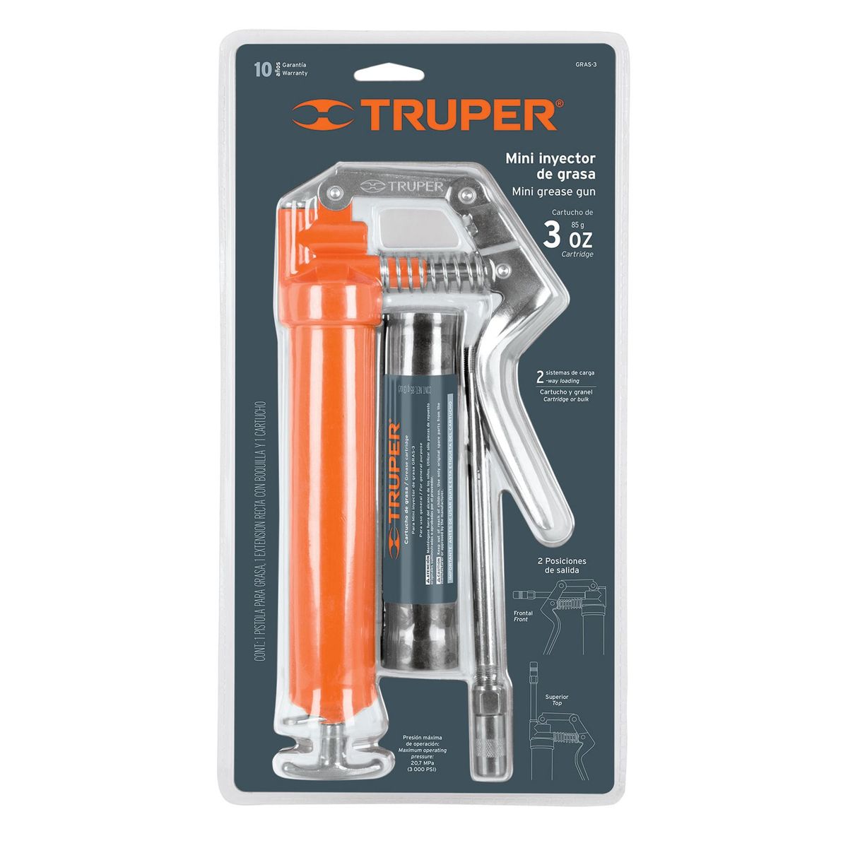 TRUPER - Mini inyector de grasa 3 oz, 3000 PSI, 14911 Truper