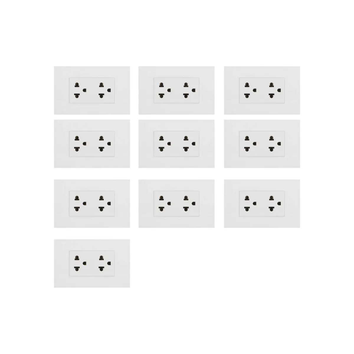 GENERICO - Toma Corriente Doble con Línea a Tierra Pack x 10 unidades Blanco