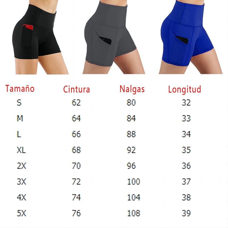 Calza Biker Deportiva Corta Mujer Bolsillo Lateral Para