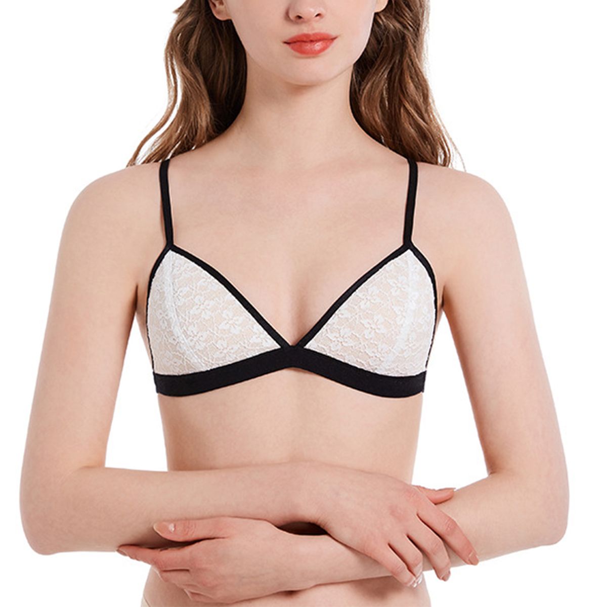 ZIMRAHYG - Brasier sin Arco con Copas en Encaje Brasier Triangular Mujer