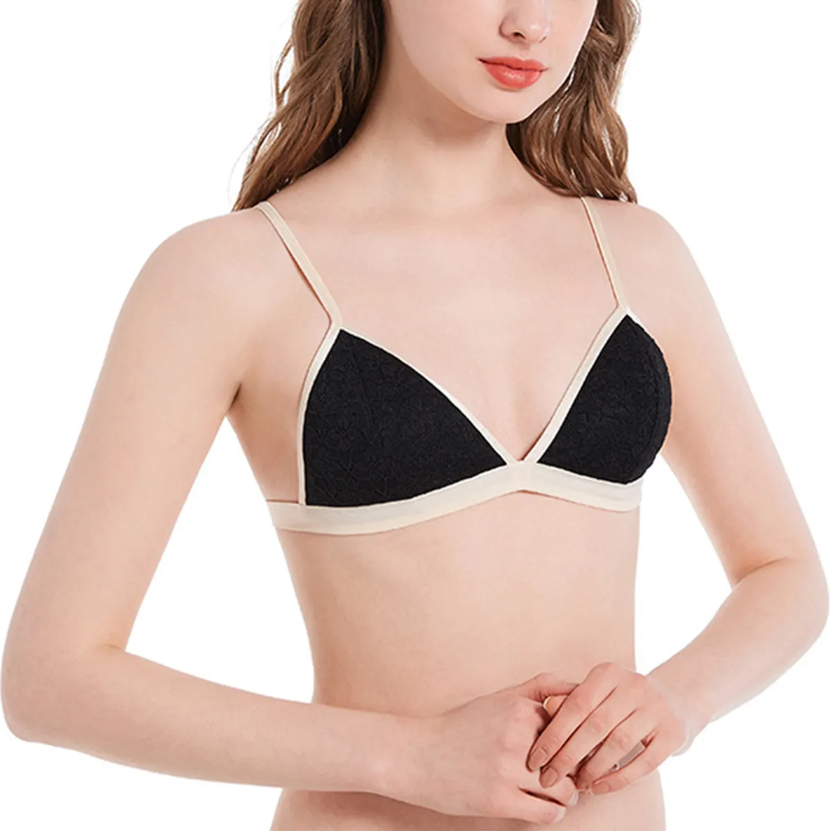 ZIMRAHYG - Brasier sin Arco con Copas en Encaje Brasier Triangular Mujer