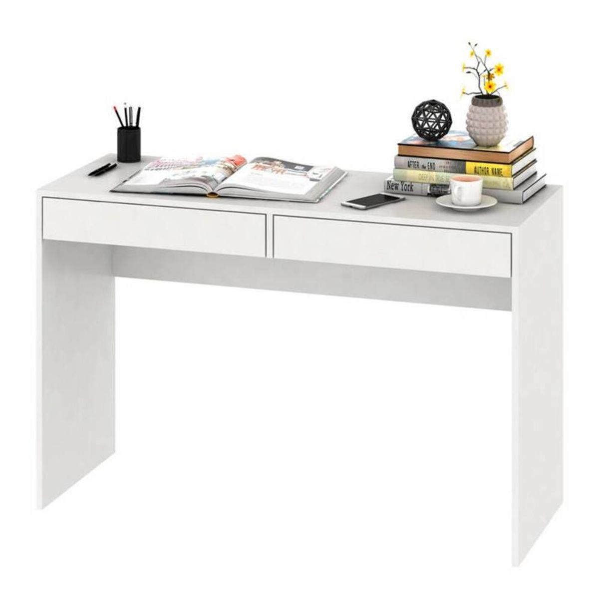 TU MESITA - Escritorio Minimalista Nieves Blanco 2 Cajones TU MESITA