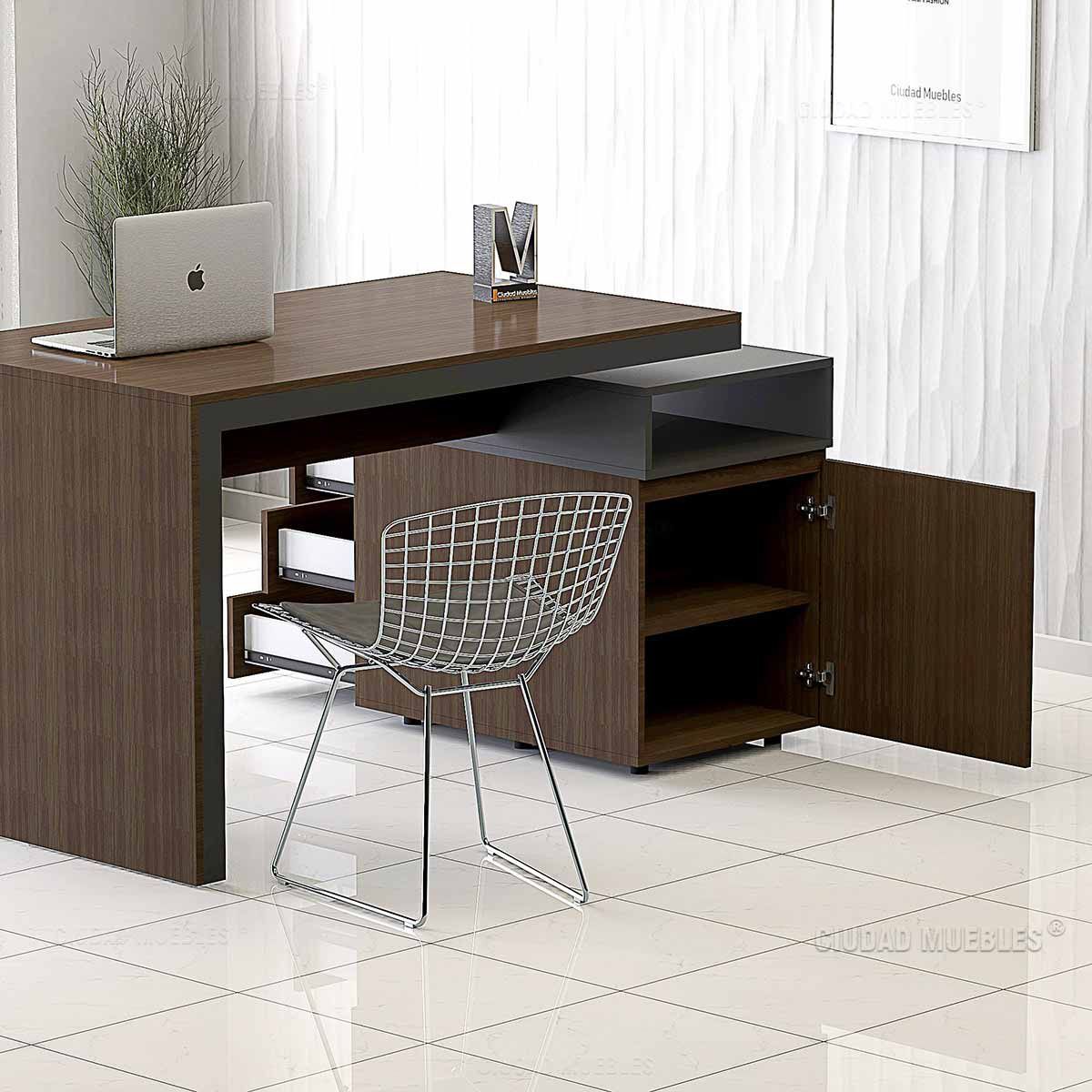 TU MESITA - Escritorio y Archivero Doble Cara Premium Wengue con Negro TU MESITA