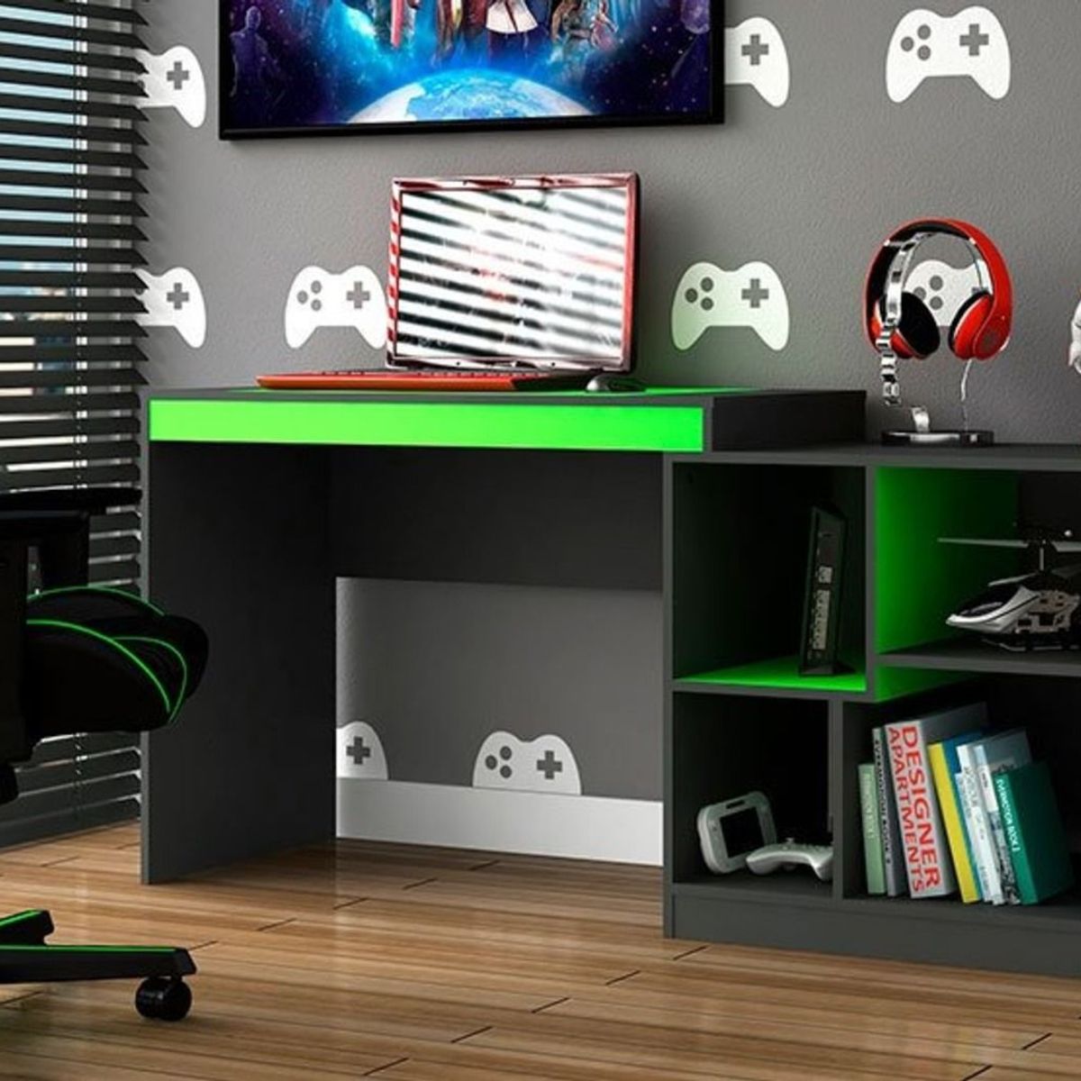 TU MESITA - Escritorio Gamer Coco Juvenil Verde TU MESITA