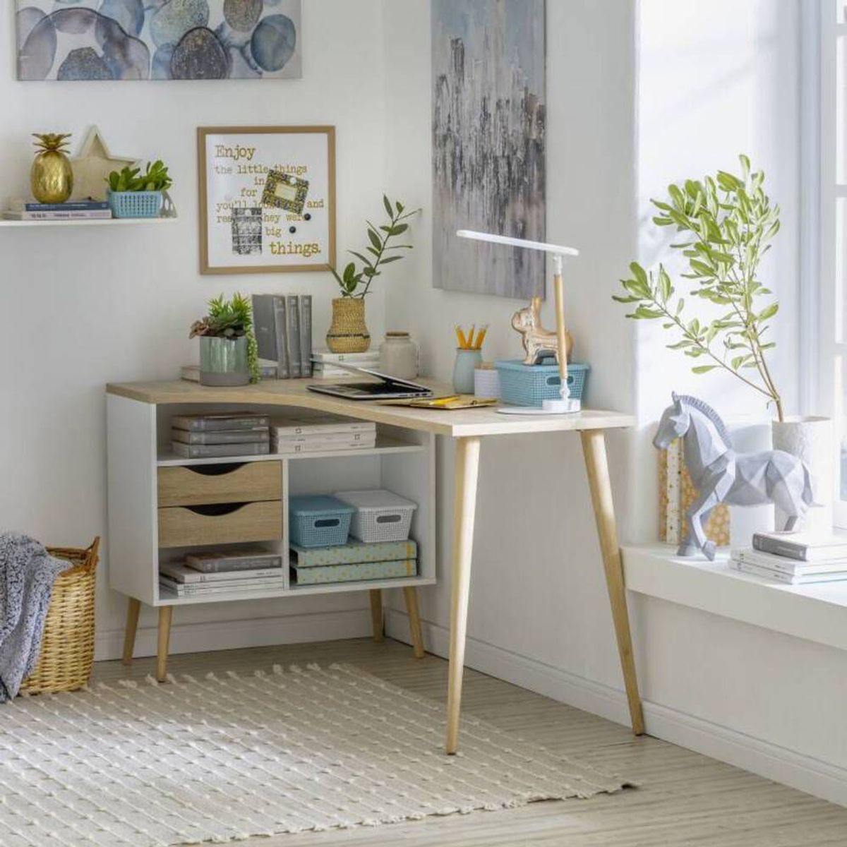 TU MESITA - Escritorio Tini Vintage Oak con Blanco TU MESITA