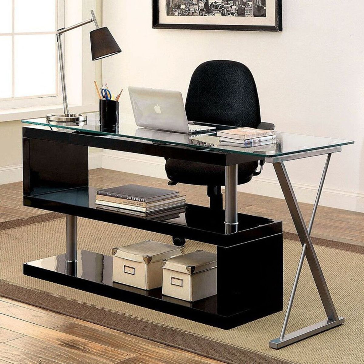 TU MESITA - Escritorio Contemporáneo Montra Negro 140cm TU MESITA