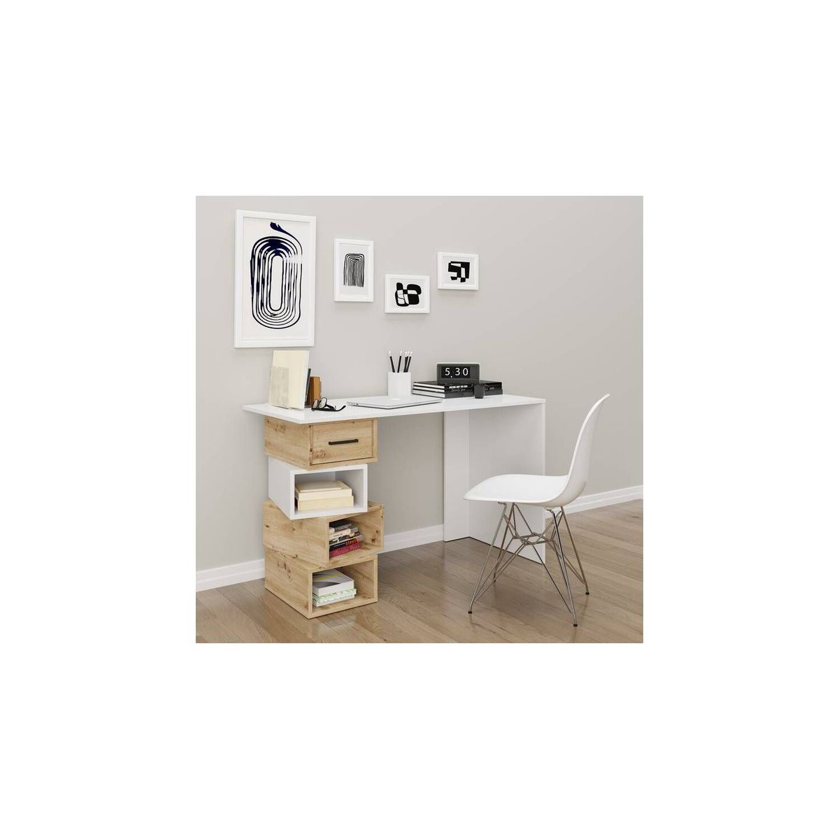 TU MESITA - Escritorio Vintage Elda 120cm Blanco/Duna TU MESITA