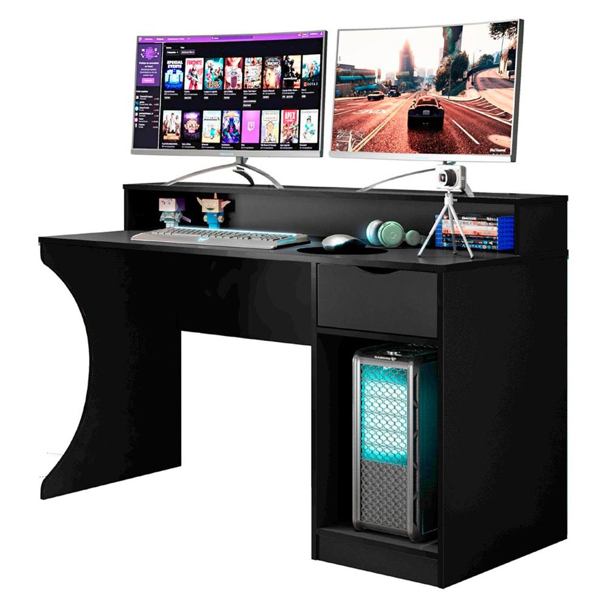 TU MESITA - Escritorio Gamer Barmar Negro 135 cm TU MESITA