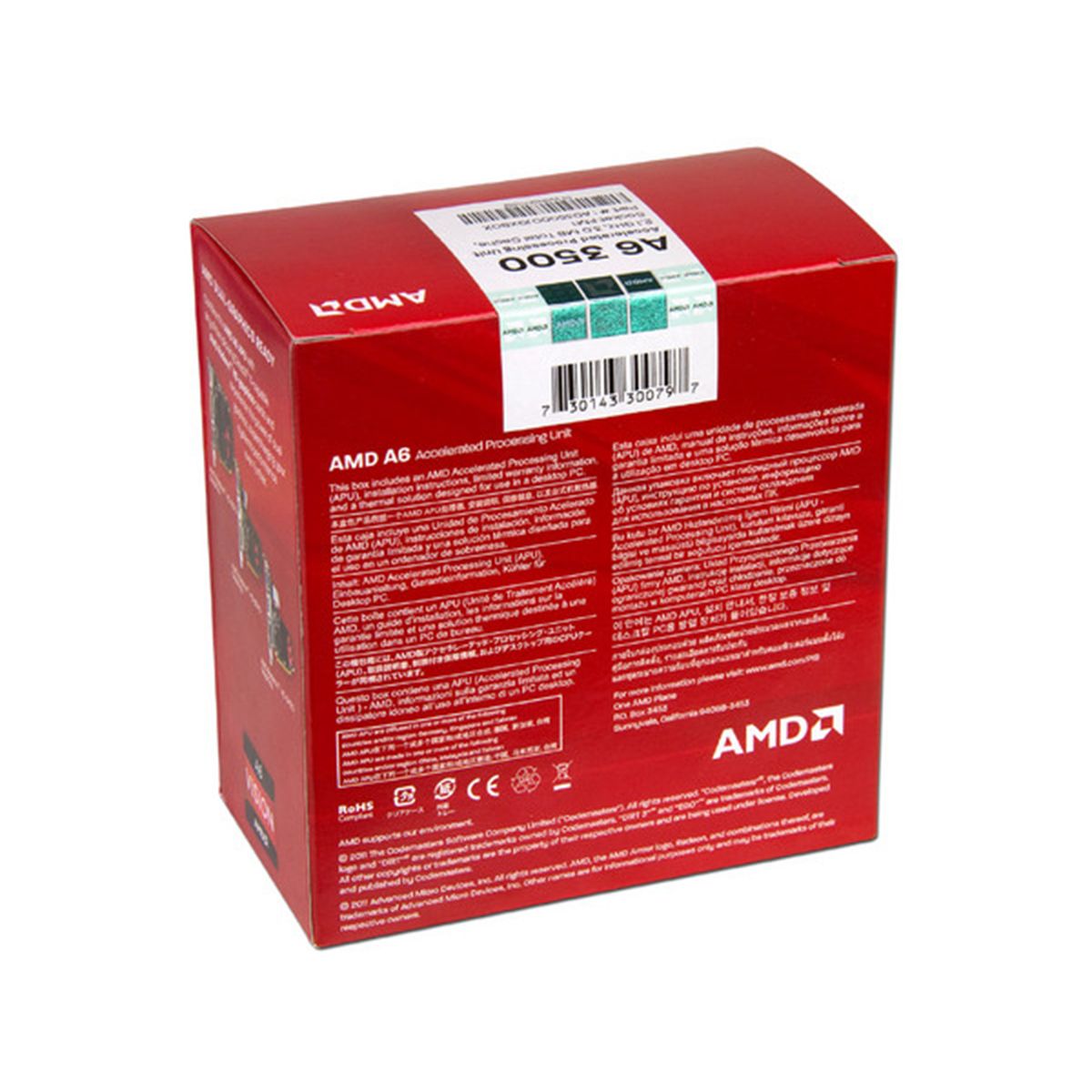 AMD - PROCESADOR AMD A6 3500 2.1 GHZ SOCKET FM1 P/N: AD35000JGXBOX