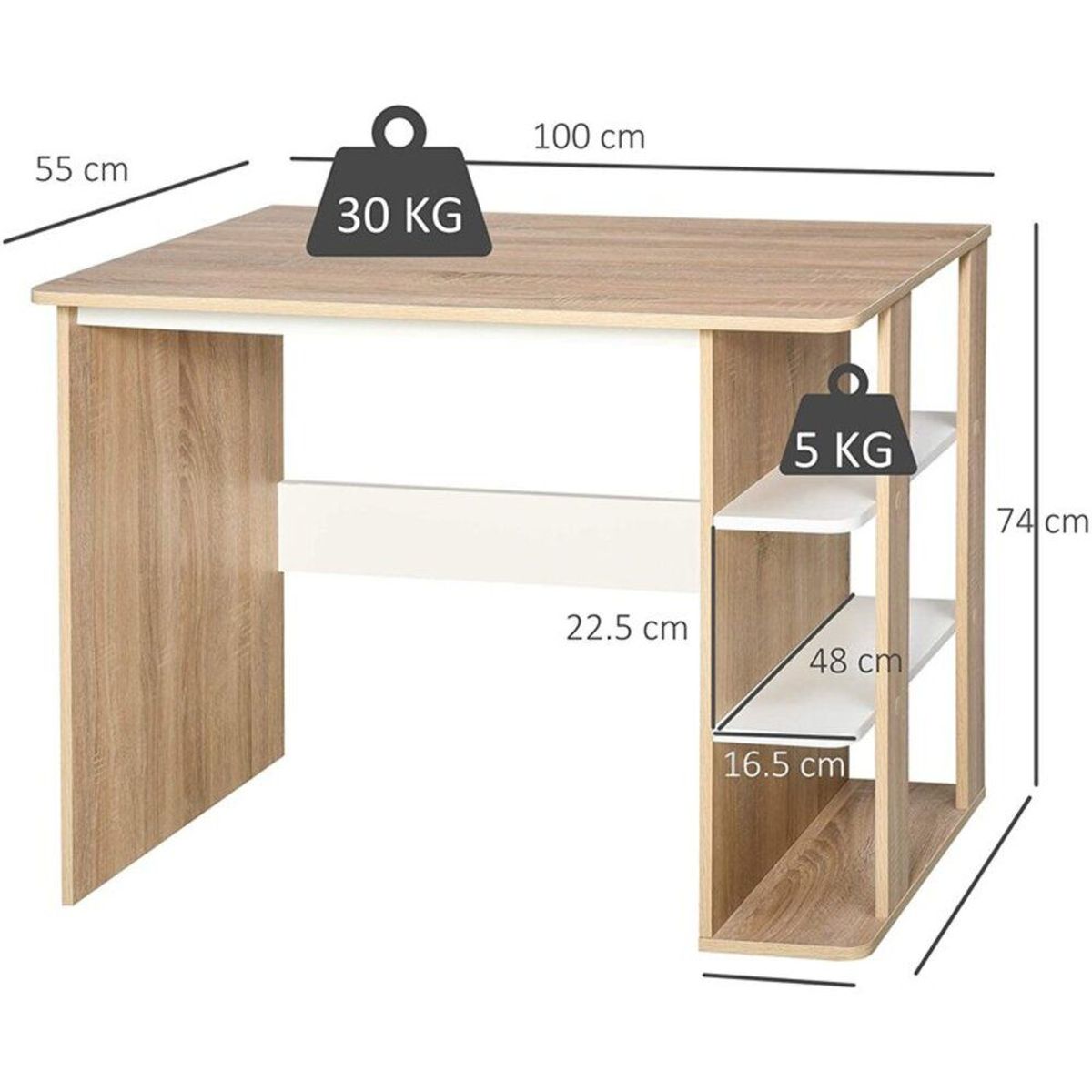 TU MESITA - Escritorio Práctico con Estantes Multiusos Noelia TU MESITA