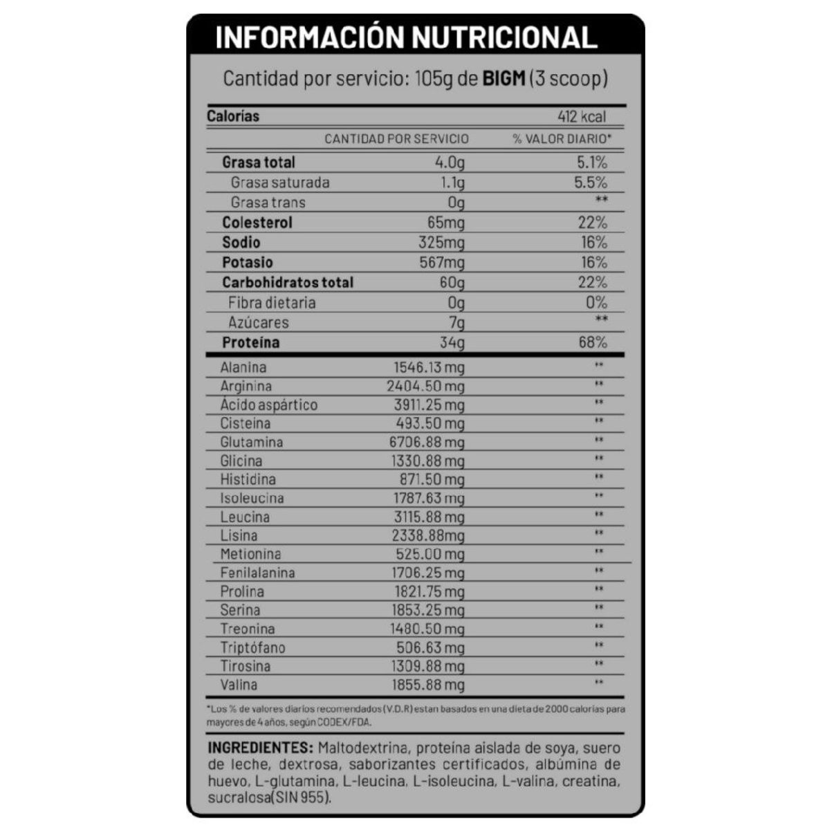 Universe Nutrition - BIGM PROTEINA SUERO DE LECHE CAJA VAINILLA 10 UNIDADES