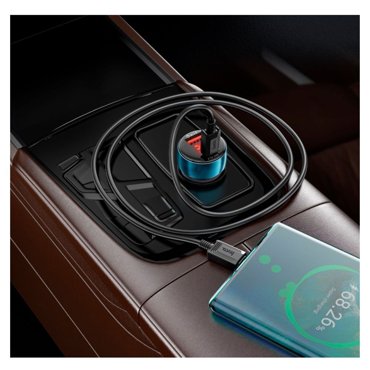 HOCO - Cargador Para Auto Coche USB Dos Puertos Carga Rápida Hoco Z50 de 48w