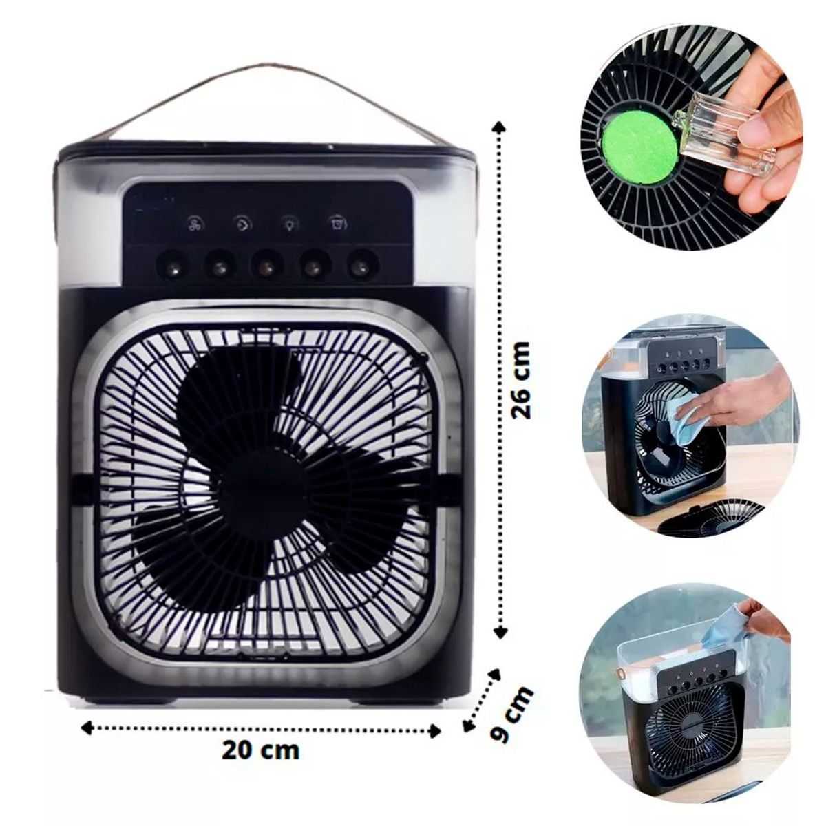 GENERICO - Ventilador Portátil Humidificador Aire Acondicionado Luz Nocturna 3en1