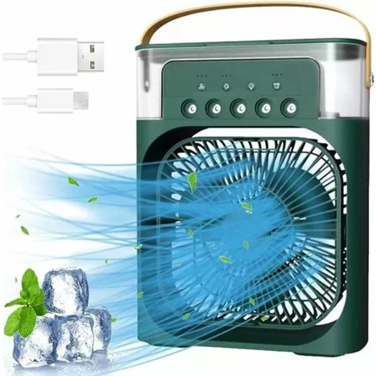 SEISA - Ventilador Portátil Humidificador Aire Acondicionado Verde 3 En 1
