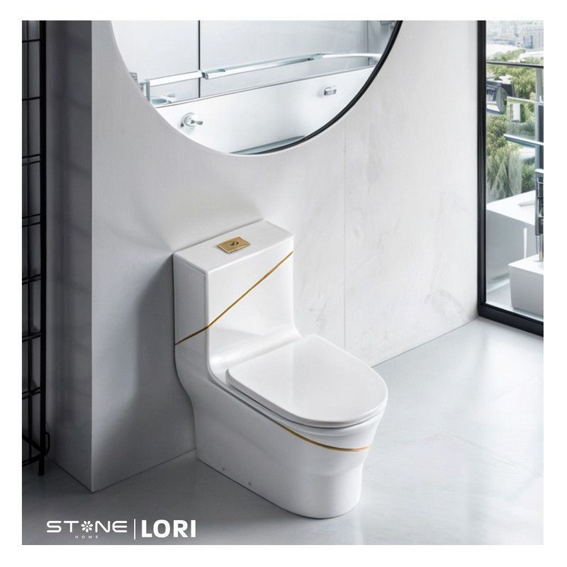 STONE - INODORO MINIMALISTA LORI BLANCO C DORADO STONE