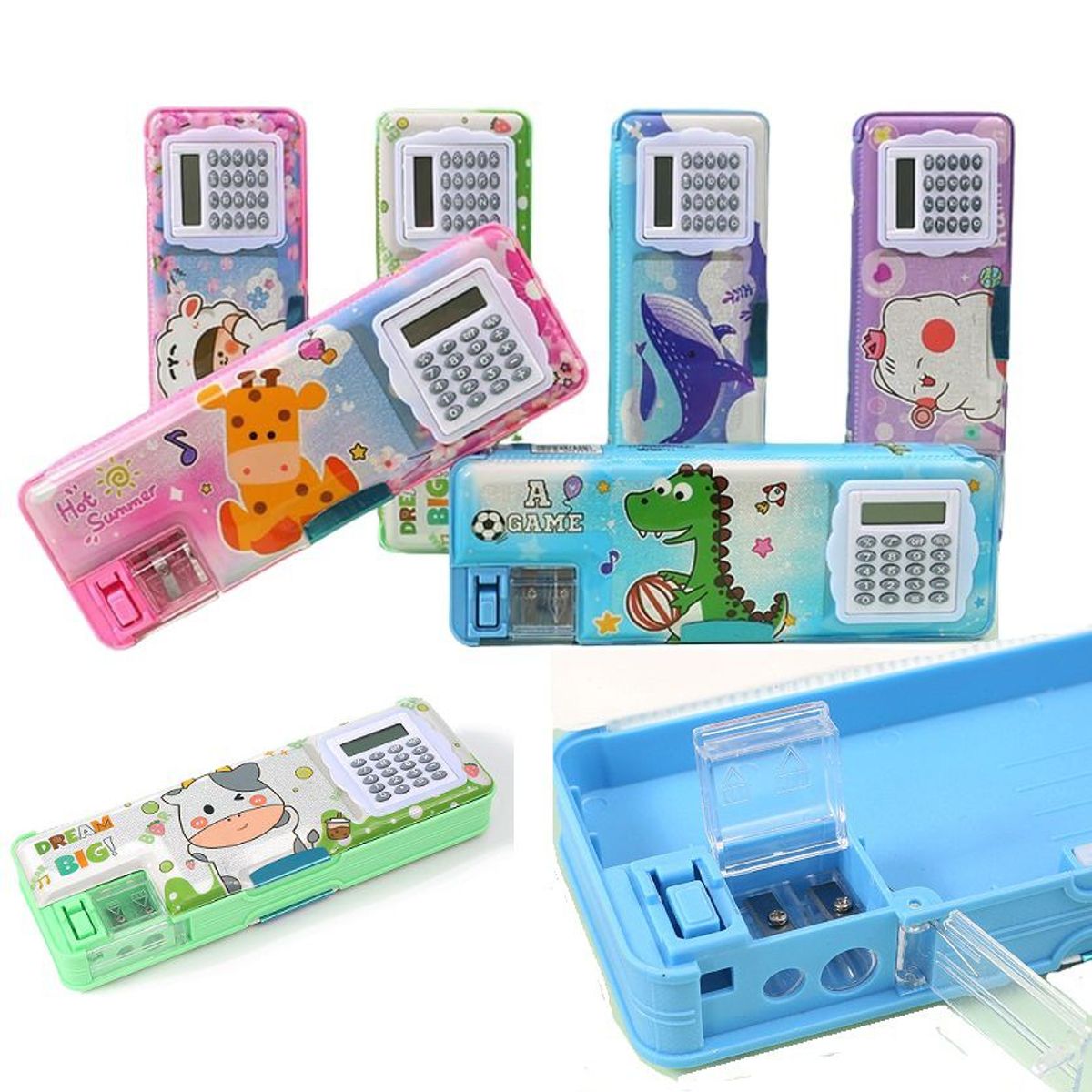 GENERICO - Cartuchera con calculadora estuche con saca puntas Niñas
