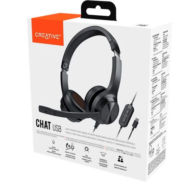 CREATIVE - Auricular Creative Chat Usb Noise Cancelling Usb-c Negro 51EF0980AA000