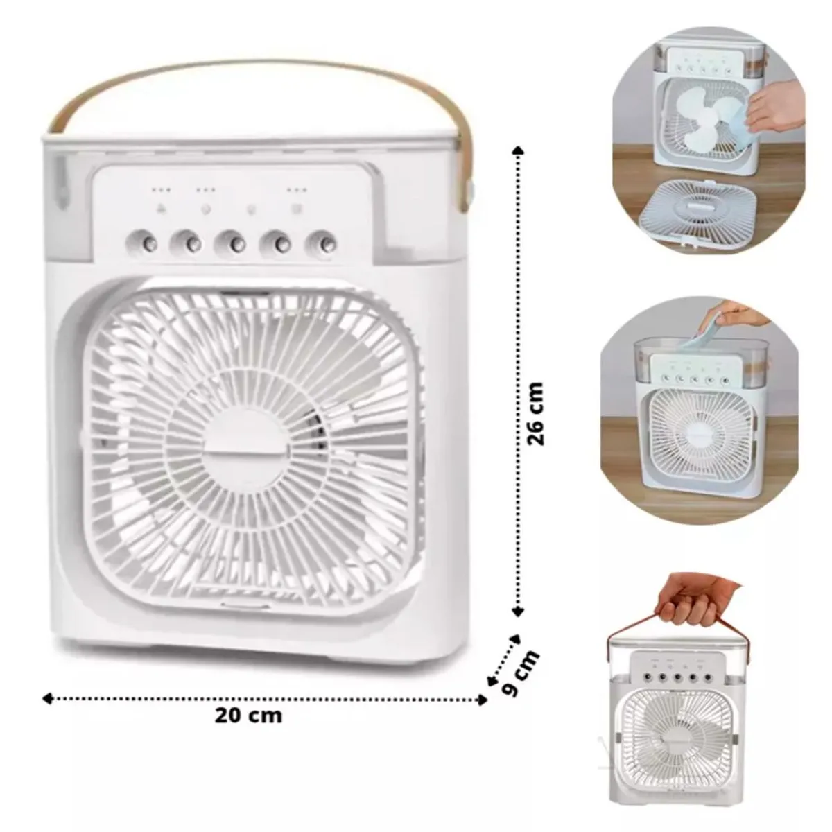 GENERICO - Ventilador Portátil Humidificador Aire Acondicionado Blanco 3 En 1