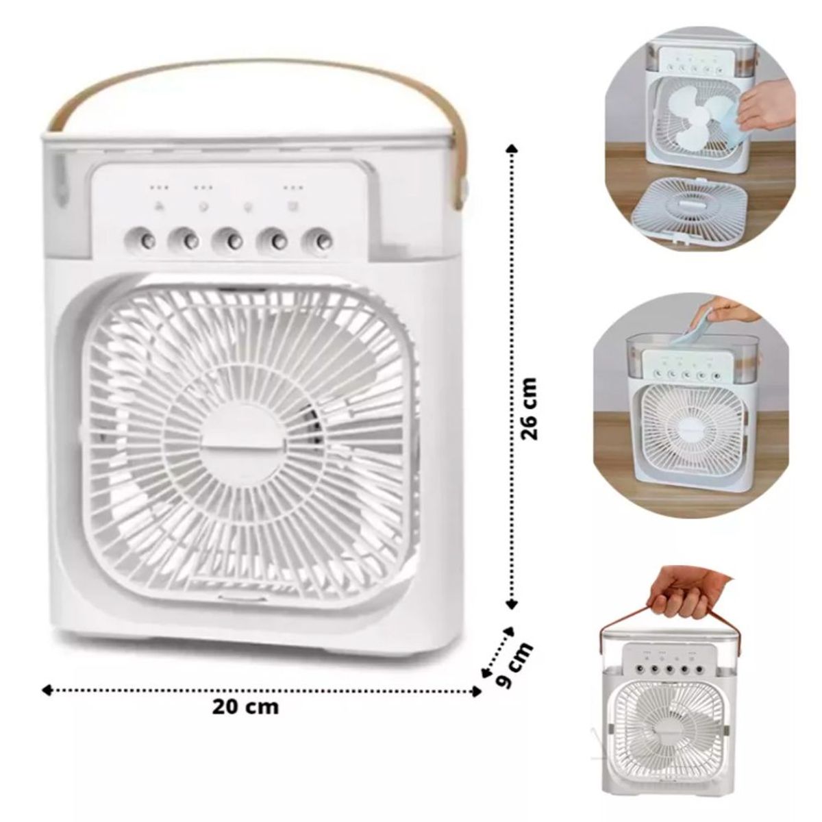 GENERICO - Ventilador Portátil Humidificador Aire Acondicionado Blanco 3 En 1