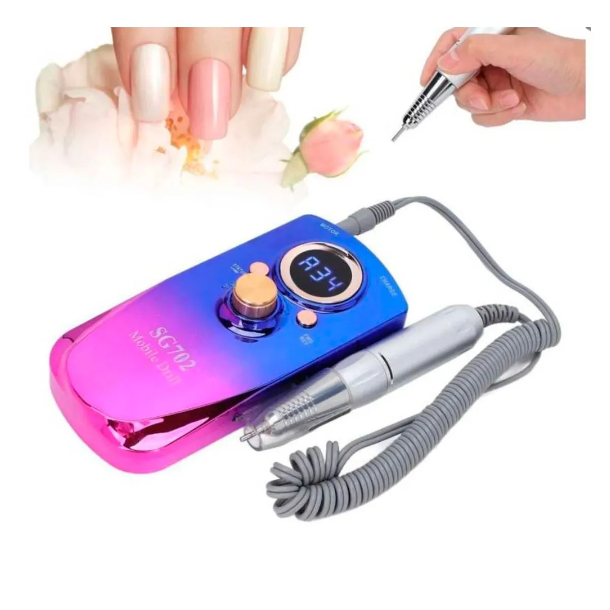 GENERICO - Pulidor de Uñas Recargable Máquina Manicura SG702 35000RPM