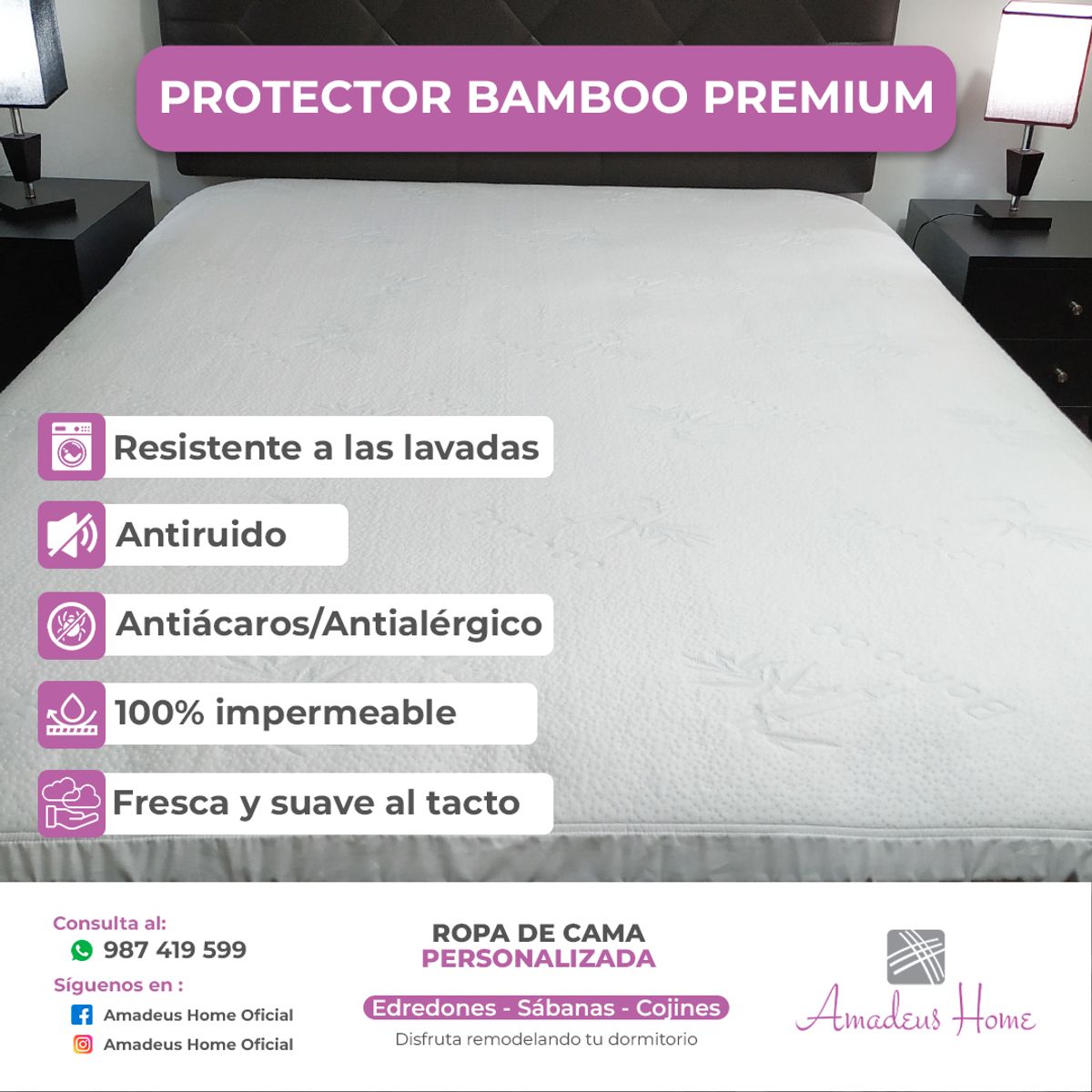 AMADEUS HOME - Protector de colchón 2 Plazas ¡Alta duración Premium!