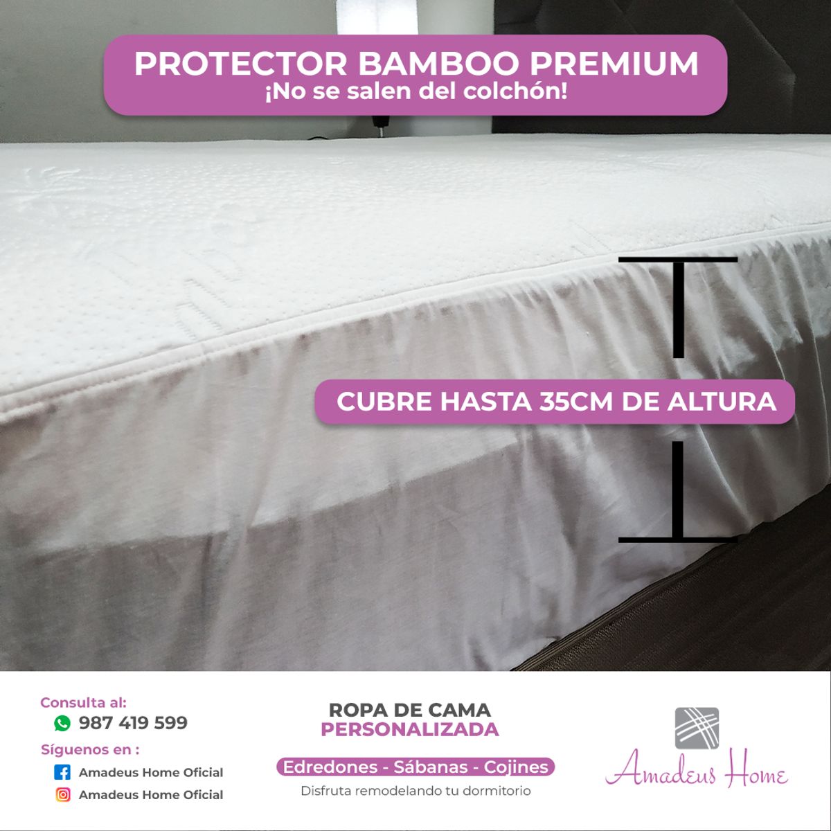 AMADEUS HOME - Protector De Colchón Amoldable Impermeable Queen