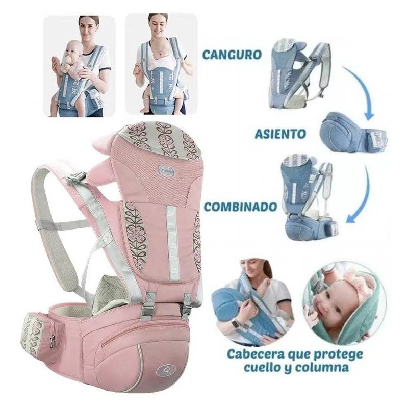 GENERICO - Canguro ergonómico Flores con Bolsillos