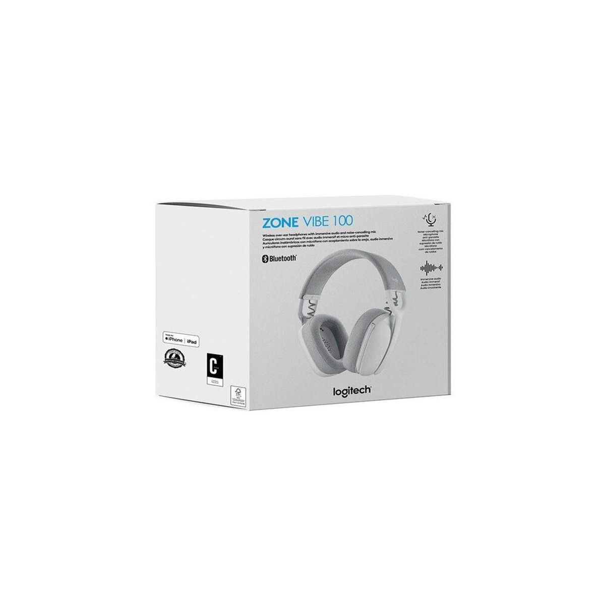 LOGITECH - AUDIFONO LOGITECH ZONE VIBE 100 ( 981-001218 ) BLUETOOTH - WHITE