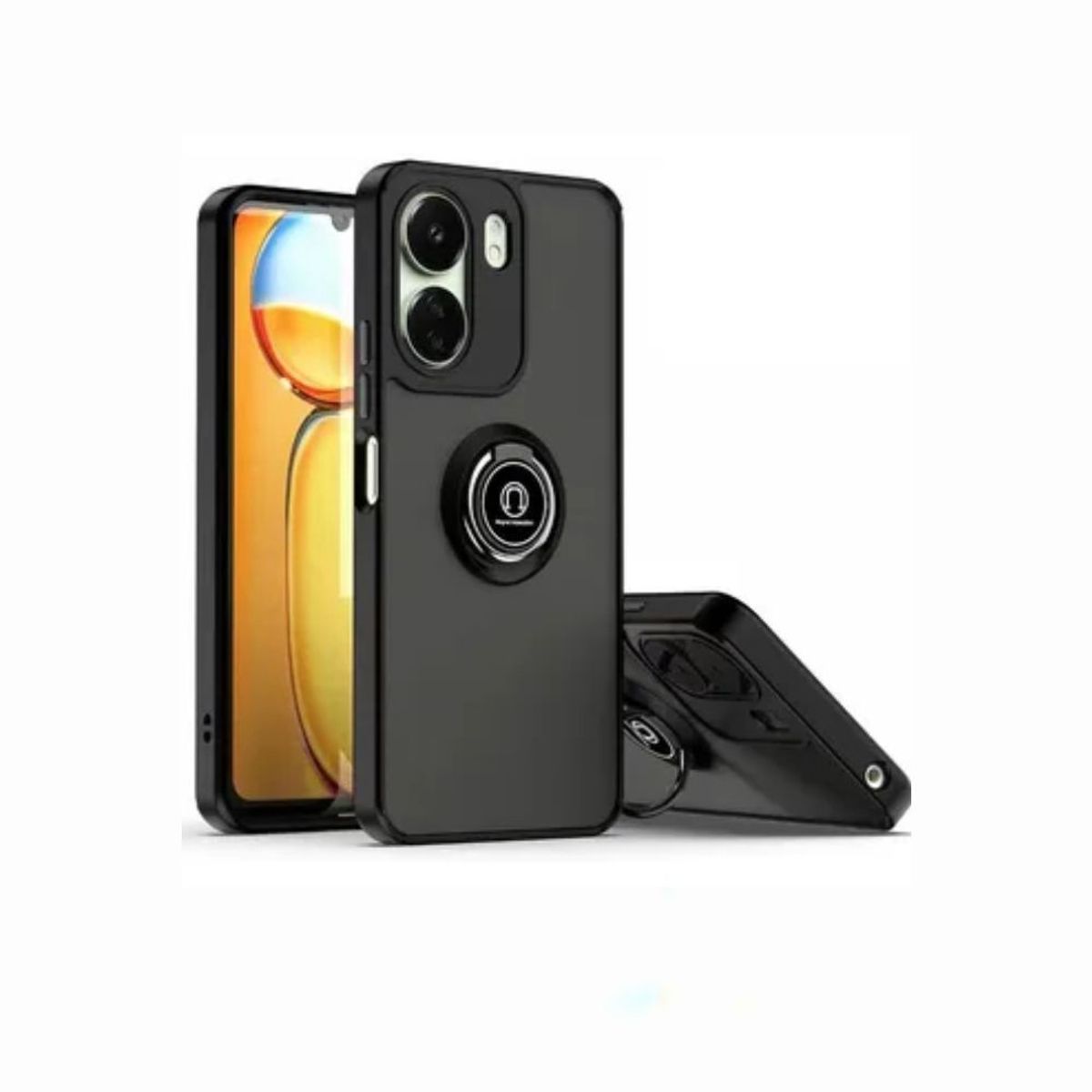 CASE - Case Ahumado Con Anillo Para Xiaomi Redmi 3C Mica de Vidrio Negro