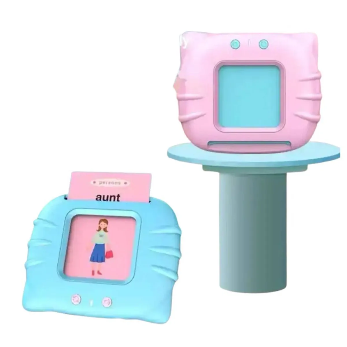 GENERICO - Lector Tarjeta de aprendizaje español e inglés - ROSADO