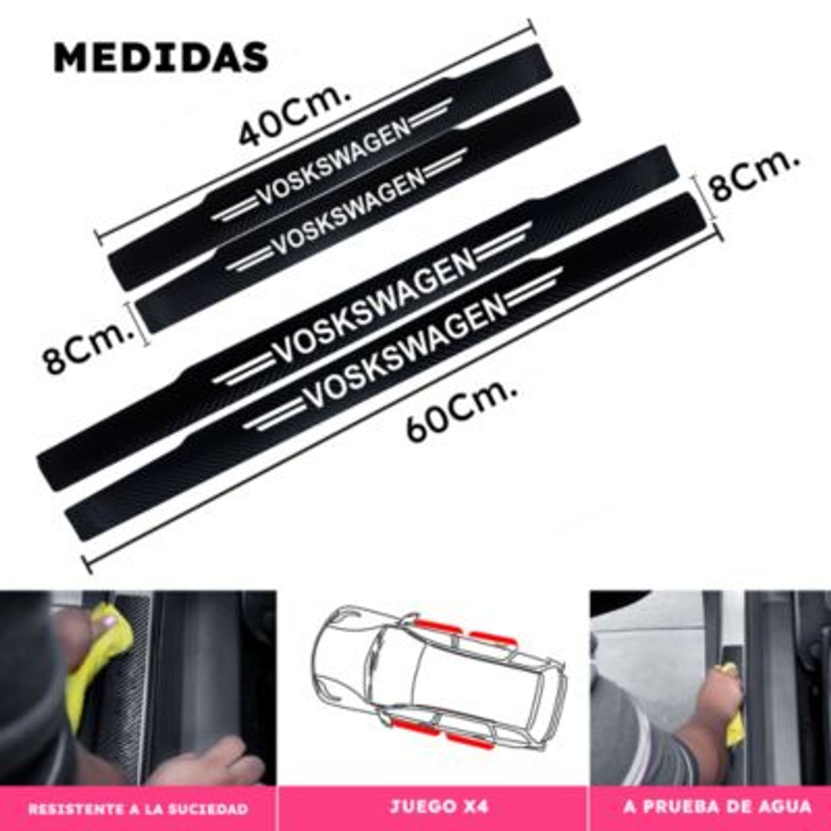 SMART COVER - PEGATINA PROTECTOR PISO LATERAL ESTRIBO LOGO VOLKSWAGEN