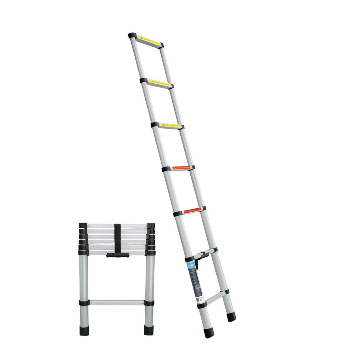Truper - Escalera telescópica 13 peldaños, extensión retráctil capacidad 102 kg