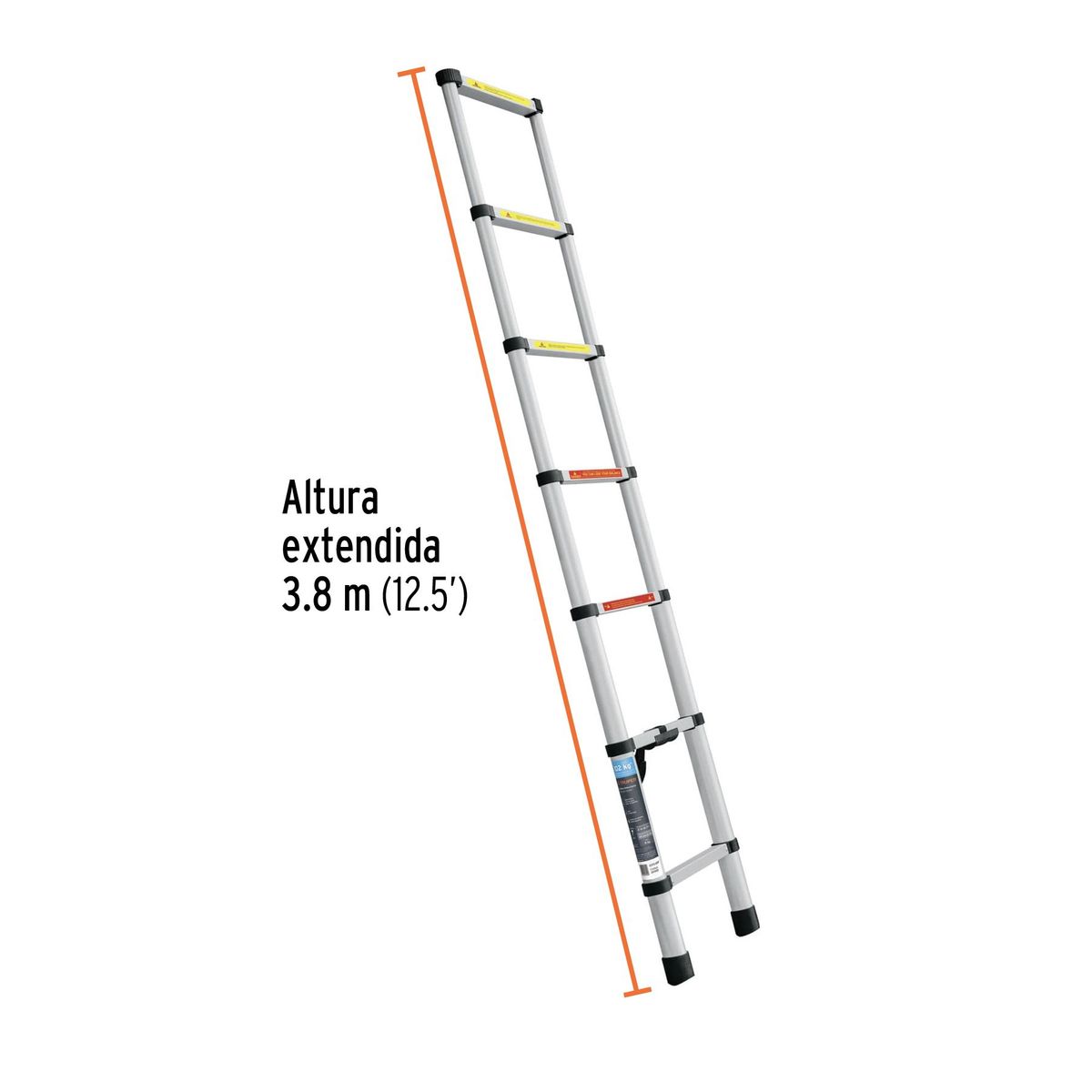 Truper - Escalera telescópica 13 peldaños, extensión retráctil capacidad 102 kg