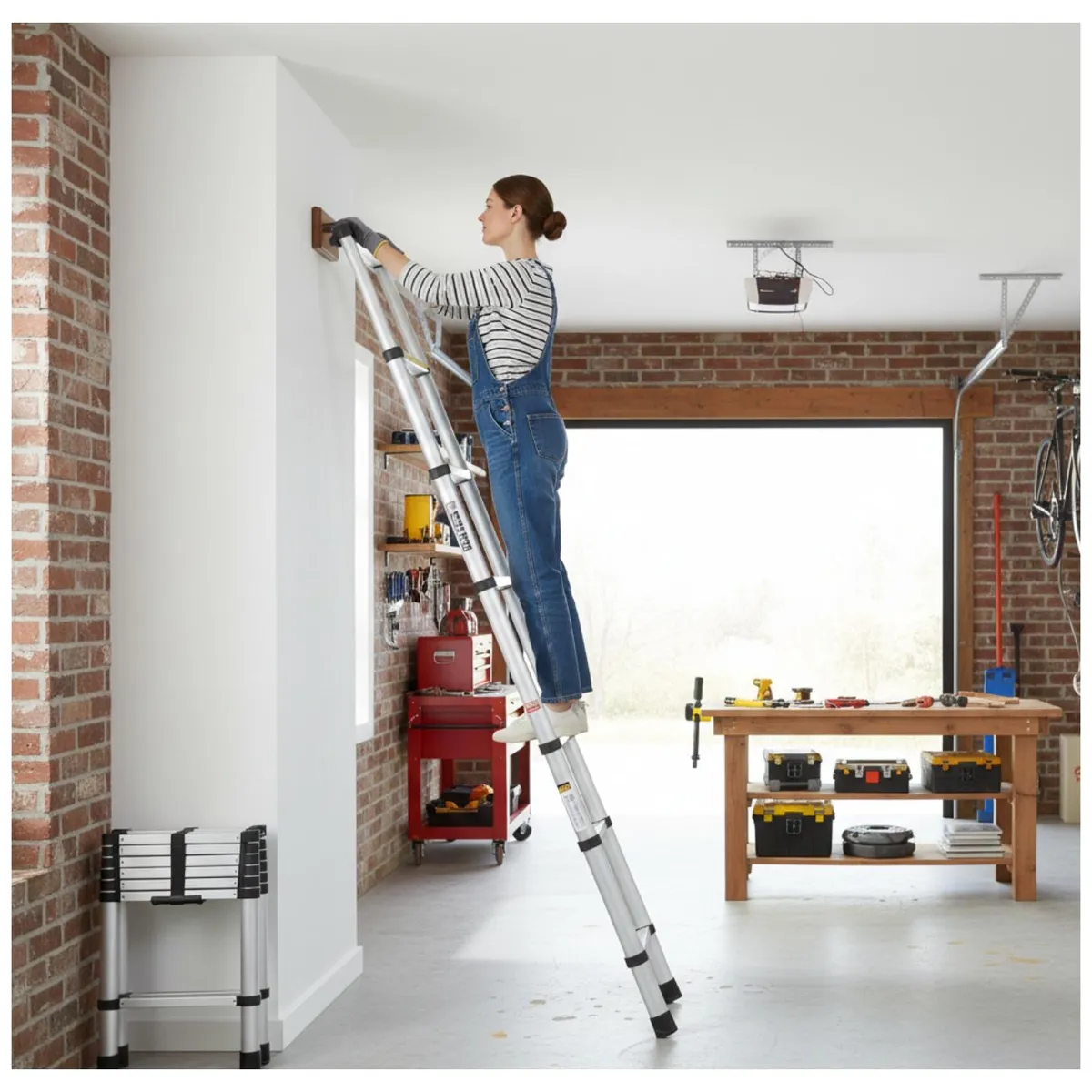 TRUPER - Escalera telescópica 7 peldaños extensión retráctil capacidad 102kg