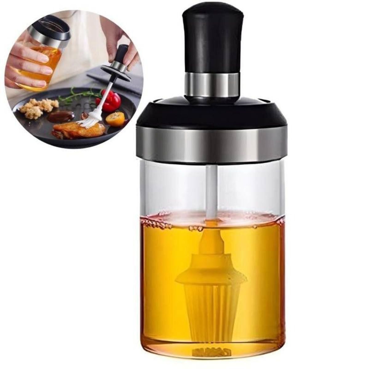 GENERICO - SET X6 ACEITERO DE VIDIRIO CON BROCHA DE SILICONA