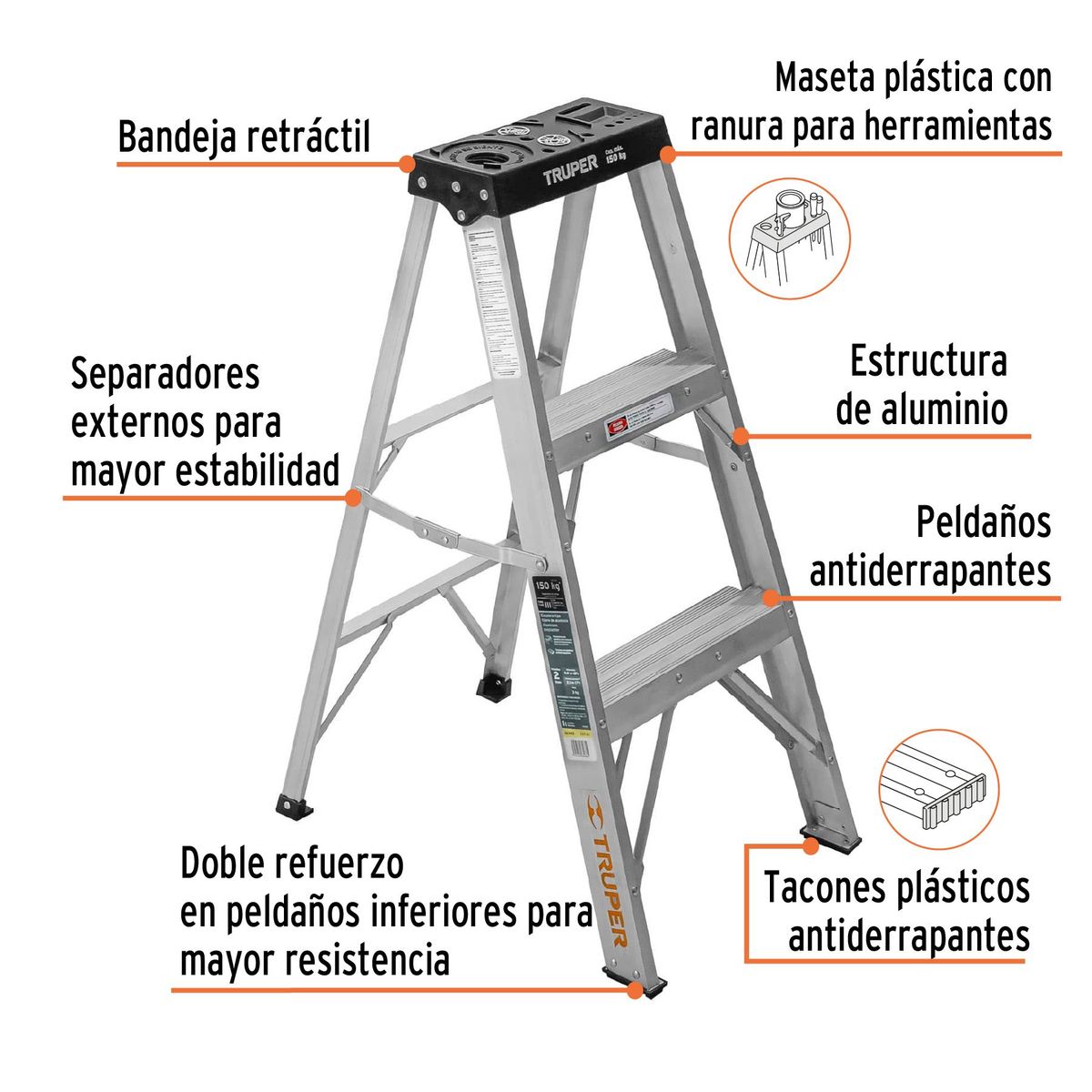 TRUPER - Escalera de tijera tipo III 2 escalones