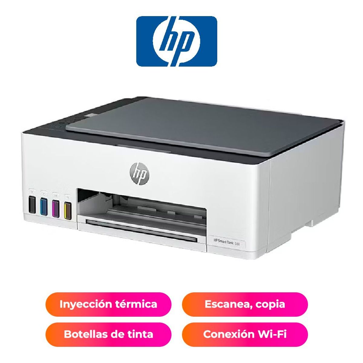 HP - Impresora de tinta HP SmartTank 580 Imprime Escanea Copia Wi-Fi USB