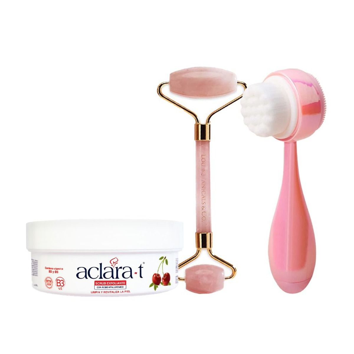 GENERICO - Pack Exfoliante Acido Hialuronico Rodillo y Cepillo Facial