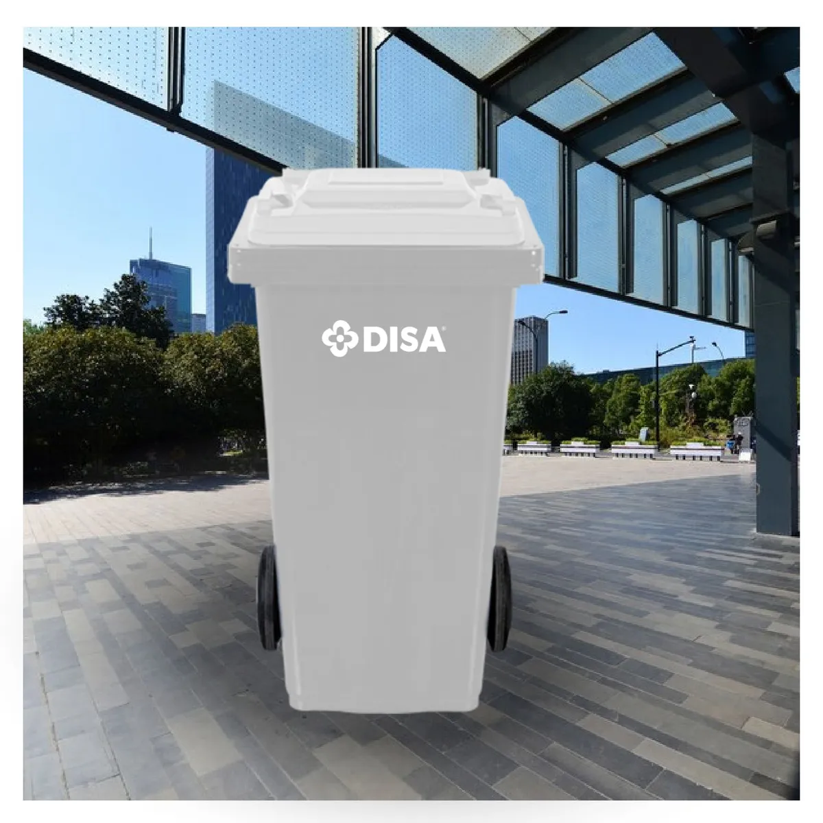 DISA SOLUCIONES ECOEFICIENTES - CONTENEDOR DE BASURA 120 LTS BLANCO