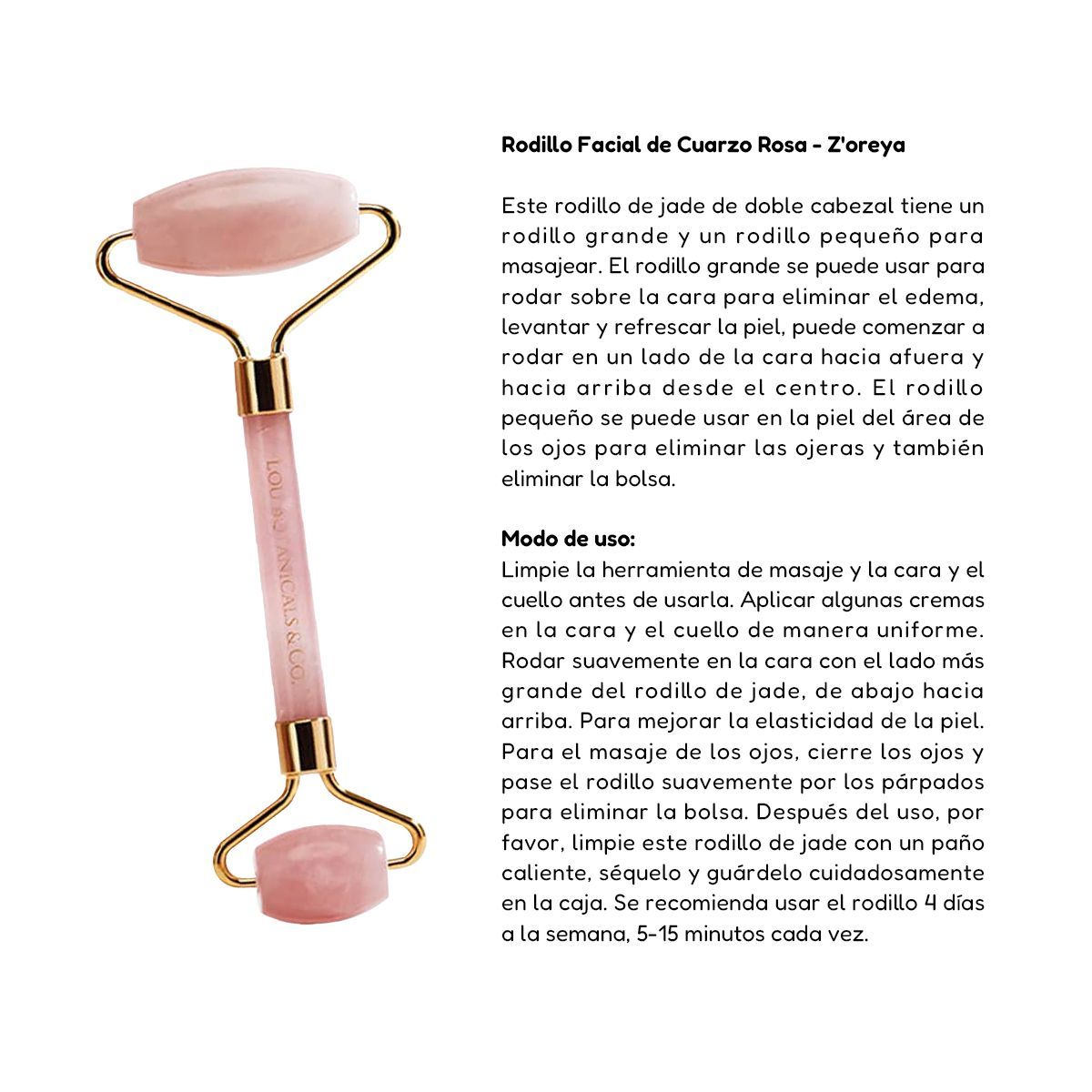 GENERICO - Rodillo Facial de Cuarzo Rosa y Cepillo Facial