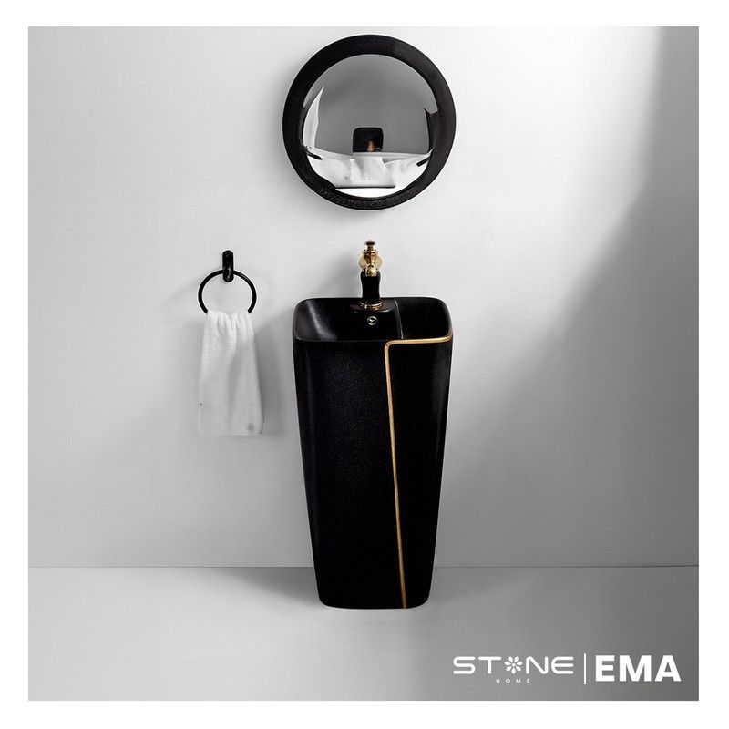 STONE - LAVATORIO STANDING EMA NEGRO C DORADO STONE