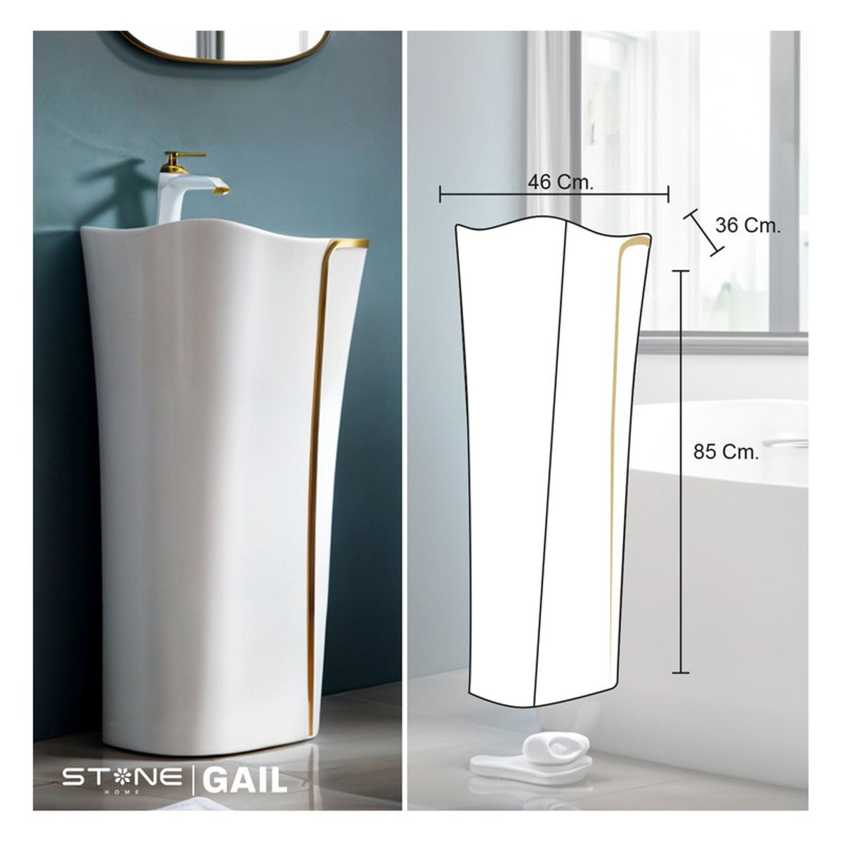 STONE - LAVATORIO STANDING GAIL BLANCO C DORADO STONE