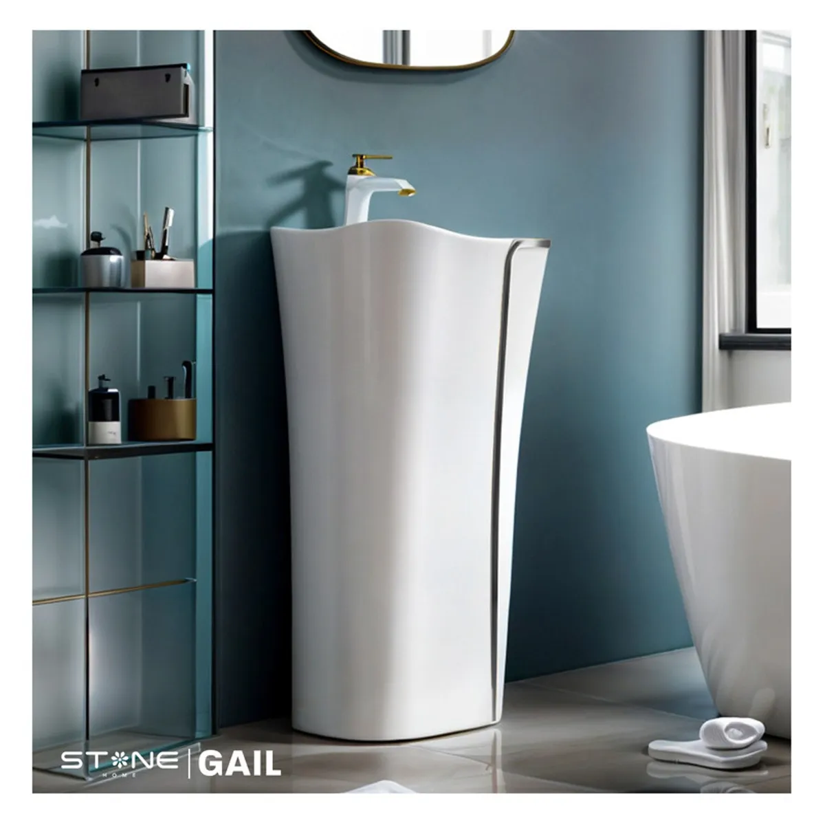 STONE - LAVATORIO STANDING GAIL BLANCO C NEGRO STONE