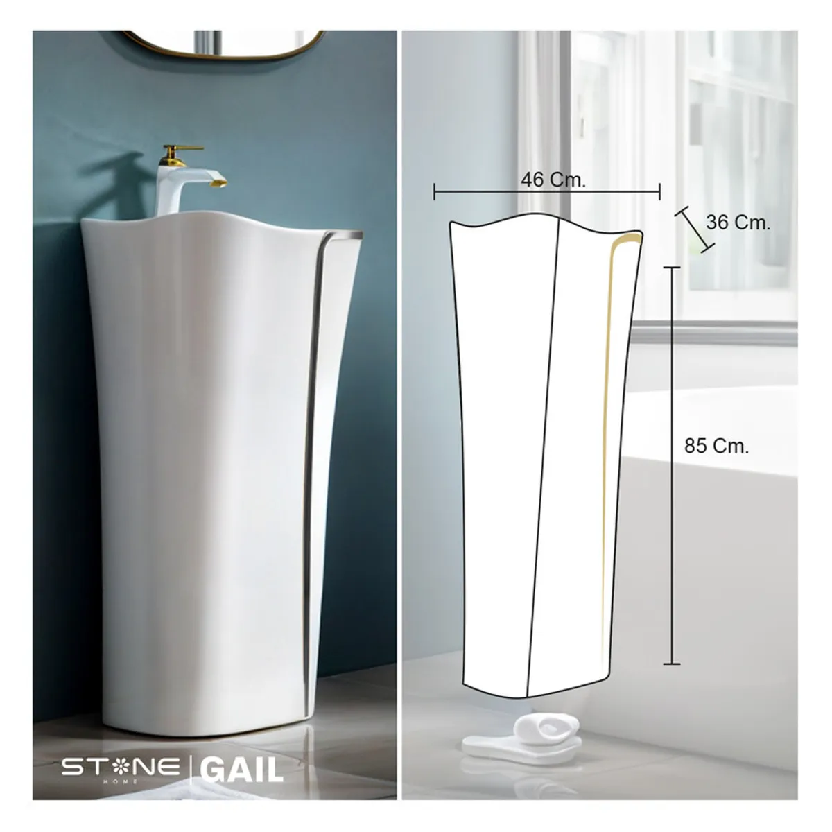 STONE - LAVATORIO STANDING GAIL BLANCO C NEGRO STONE