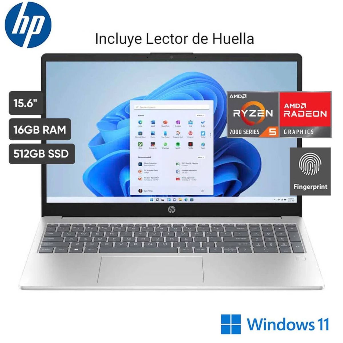 HP - LAPTOP HP 15.6" FHD AMD RYZEN™ 5 7520U 16GB 512GB WINDOWS 11 15-FC0002LA (7Y9B1LA#ABM)