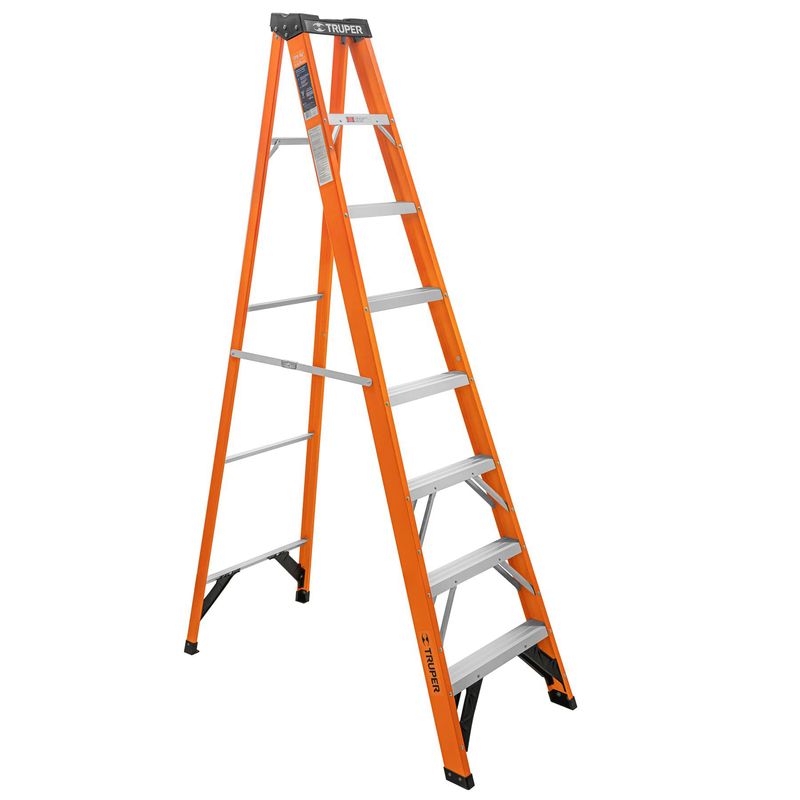 TRUPER - Escalera de tijera, tipo ll, 7 peldaños, fibra de vidrio