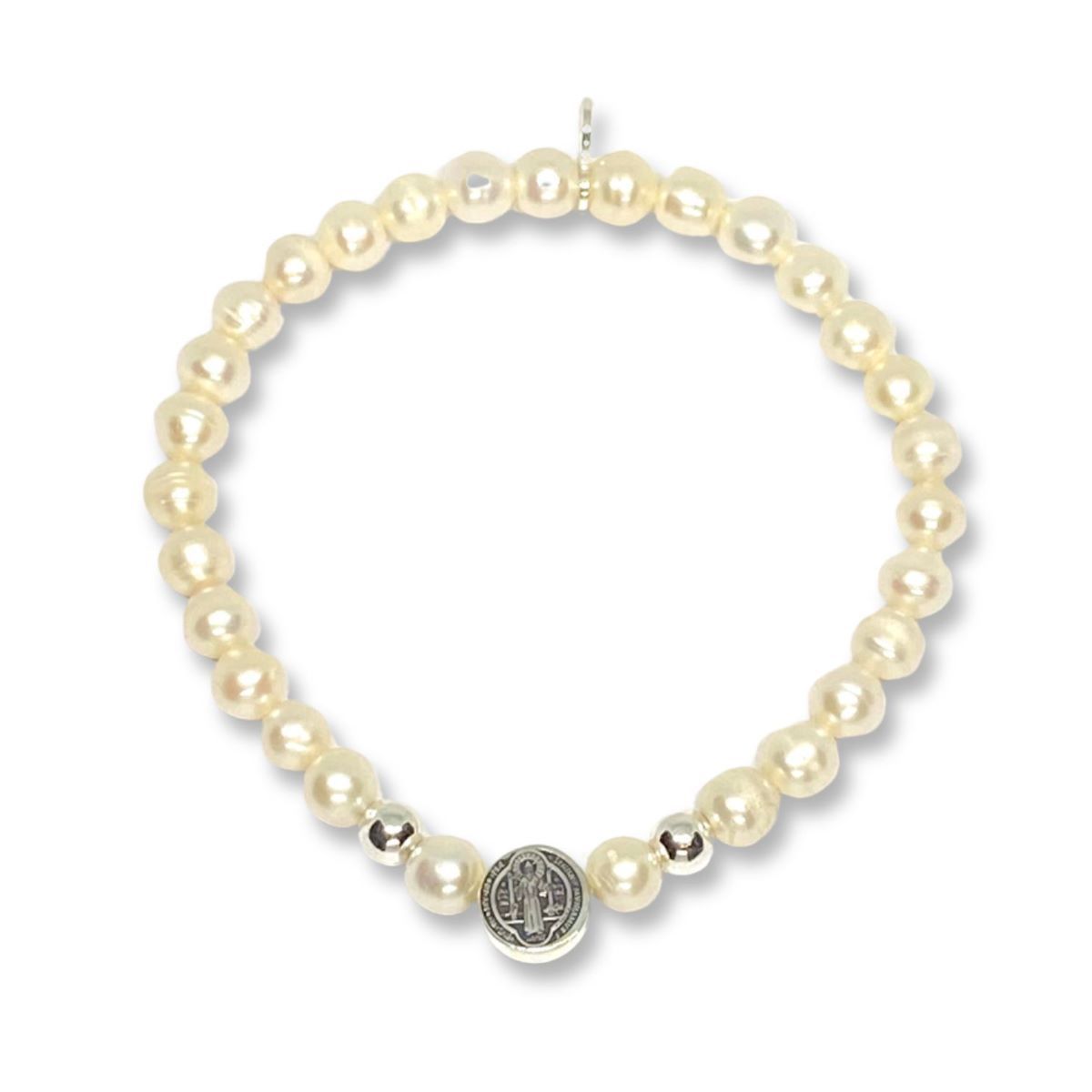 SANTORAL - Pulsera San Benito Perlas y Plata