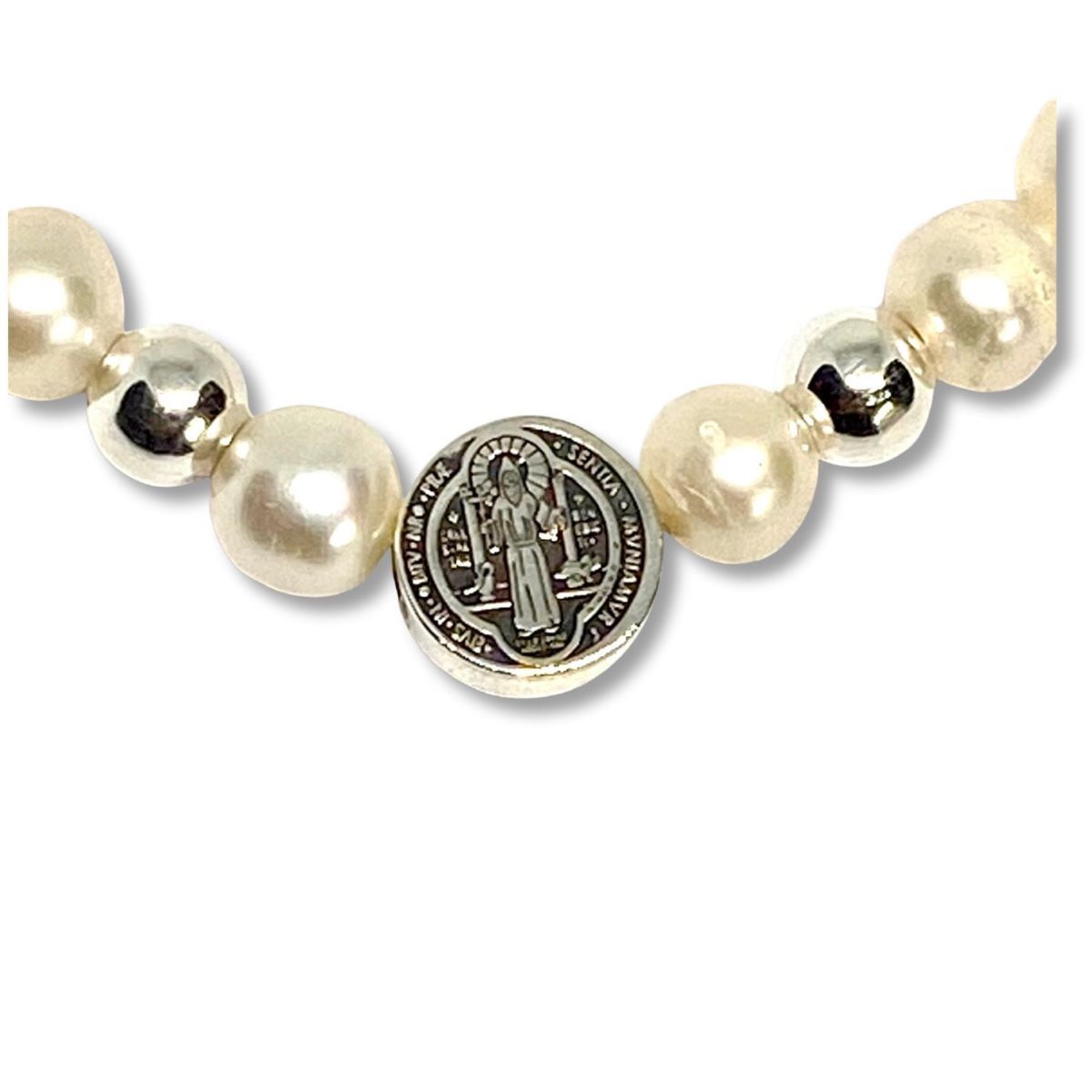 SANTORAL - Pulsera San Benito Perlas y Plata